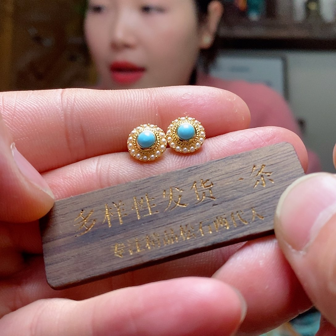 绿松石珠宝奇石银S925镶嵌