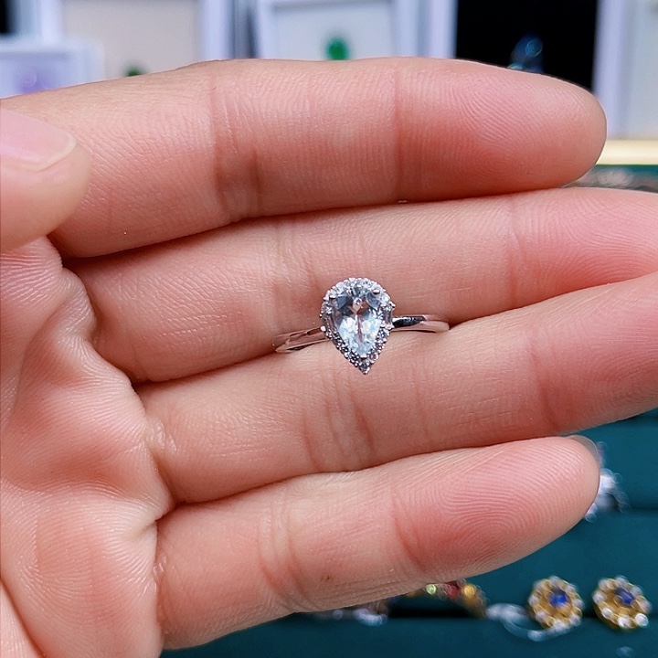 海蓝宝石戒圈银S925镶嵌