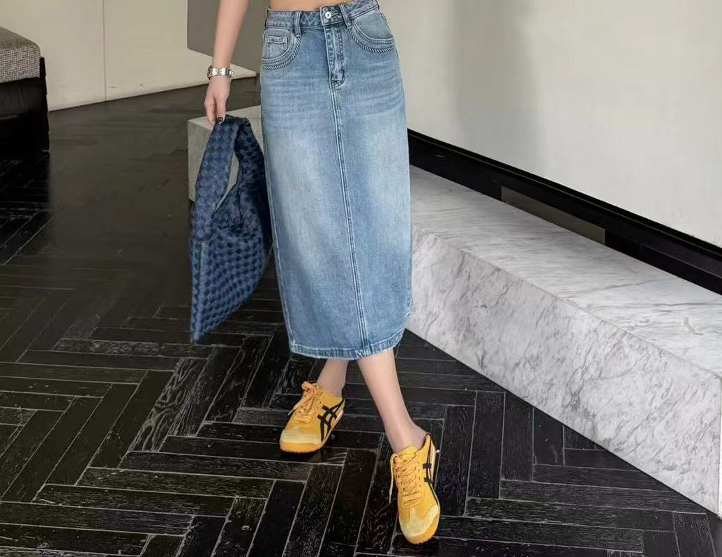 ZMA字裙高腰半身裙刺设计感中腰裙宽松半身裙9296