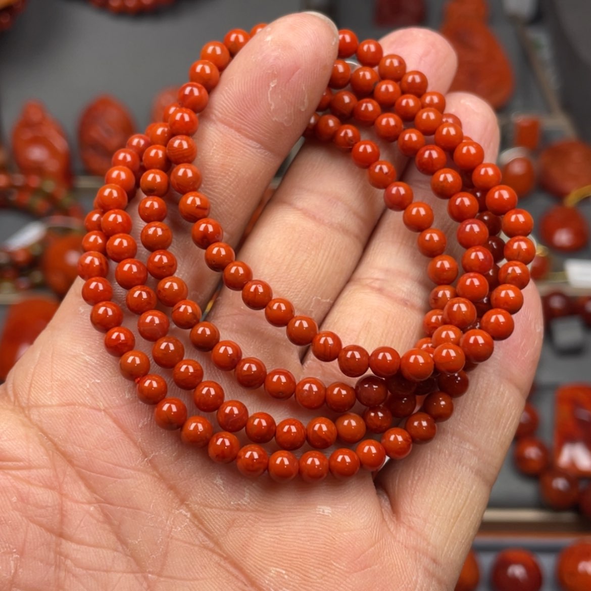 【闪购商品】南红玛瑙珠宝奇石未镶嵌多圈4➕