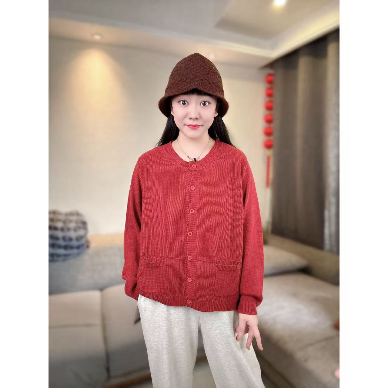 (小久家厚开衫) 2608 宽松 休闲 百搭 遮肉 显瘦  针织衫 大码