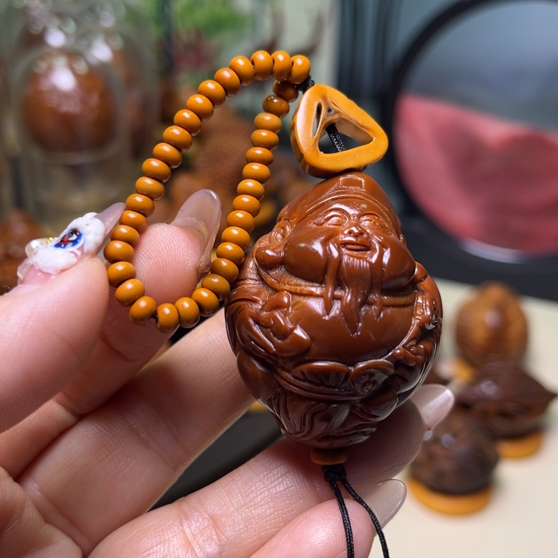 橄榄核手串/手链玉化财神富贵脸链子一套