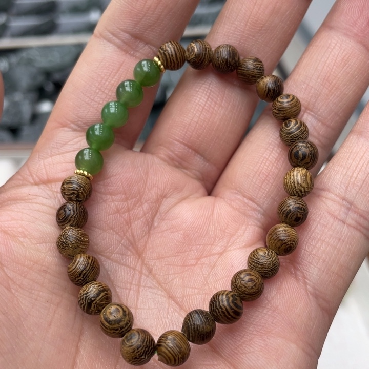 和田玉手串未镶嵌和田玉碧玉约卡6 