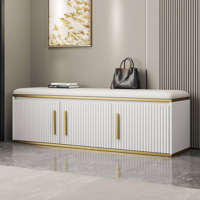 意式轻奢简约换鞋凳极简家用门口可坐鞋架鞋柜入户软包一体穿鞋凳