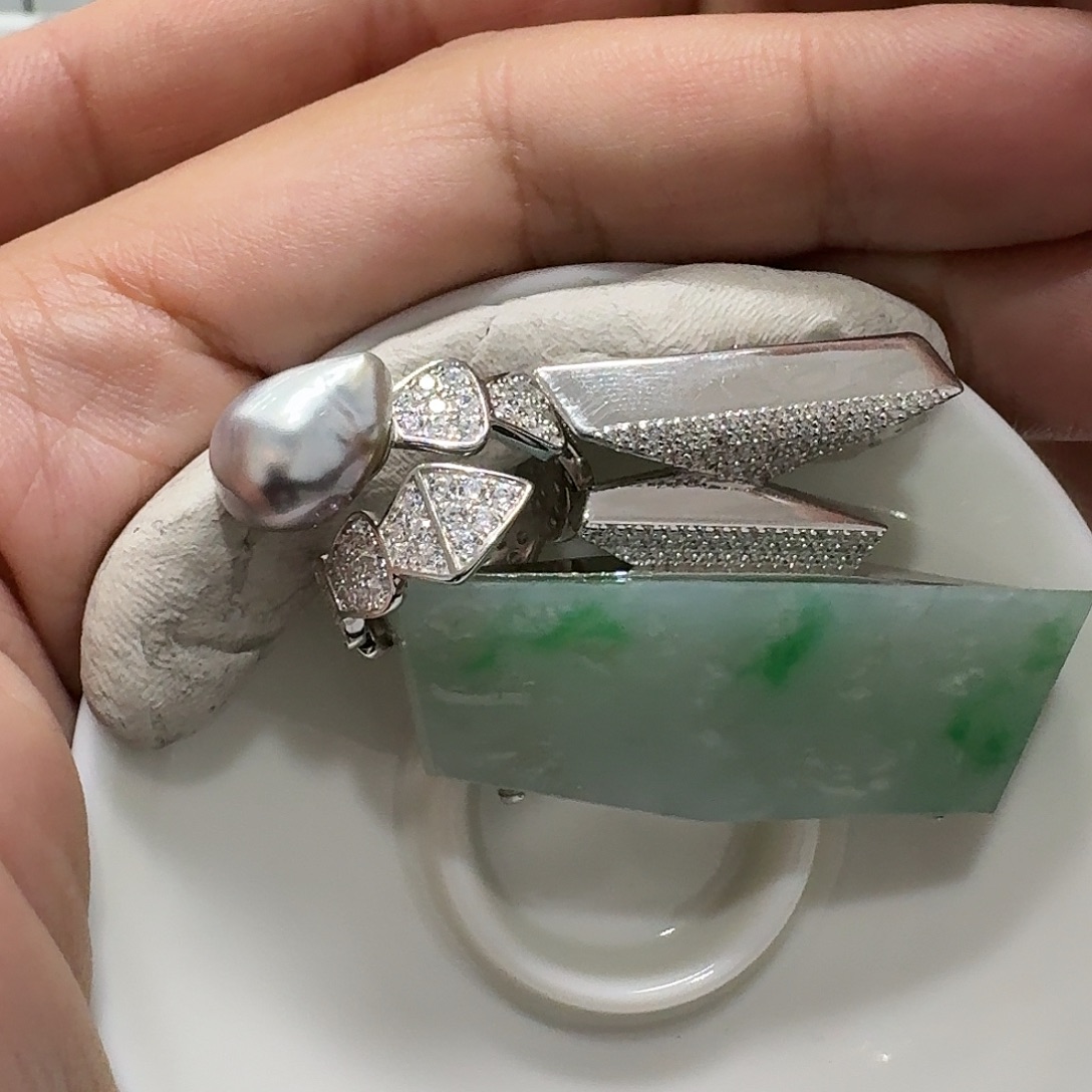 叶***棠海水珍珠银S925镶嵌戒指