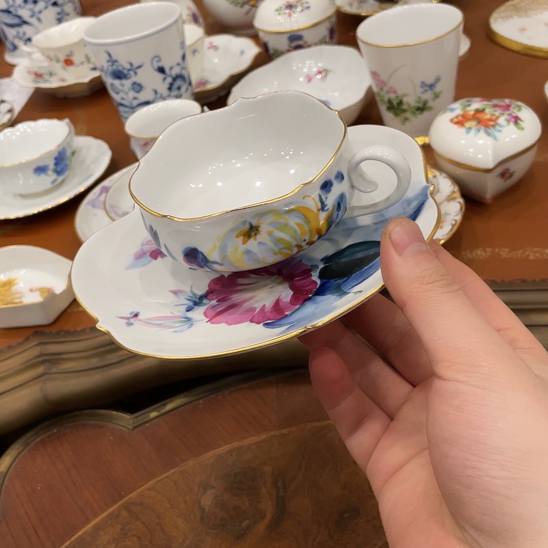 瓷片中古一等水墨彩菊