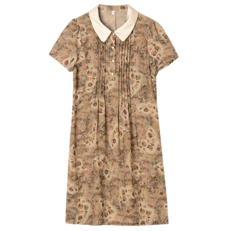 H1485连衣裙女夏季显瘦复古轻熟风气质碎花高端法长裙L-9