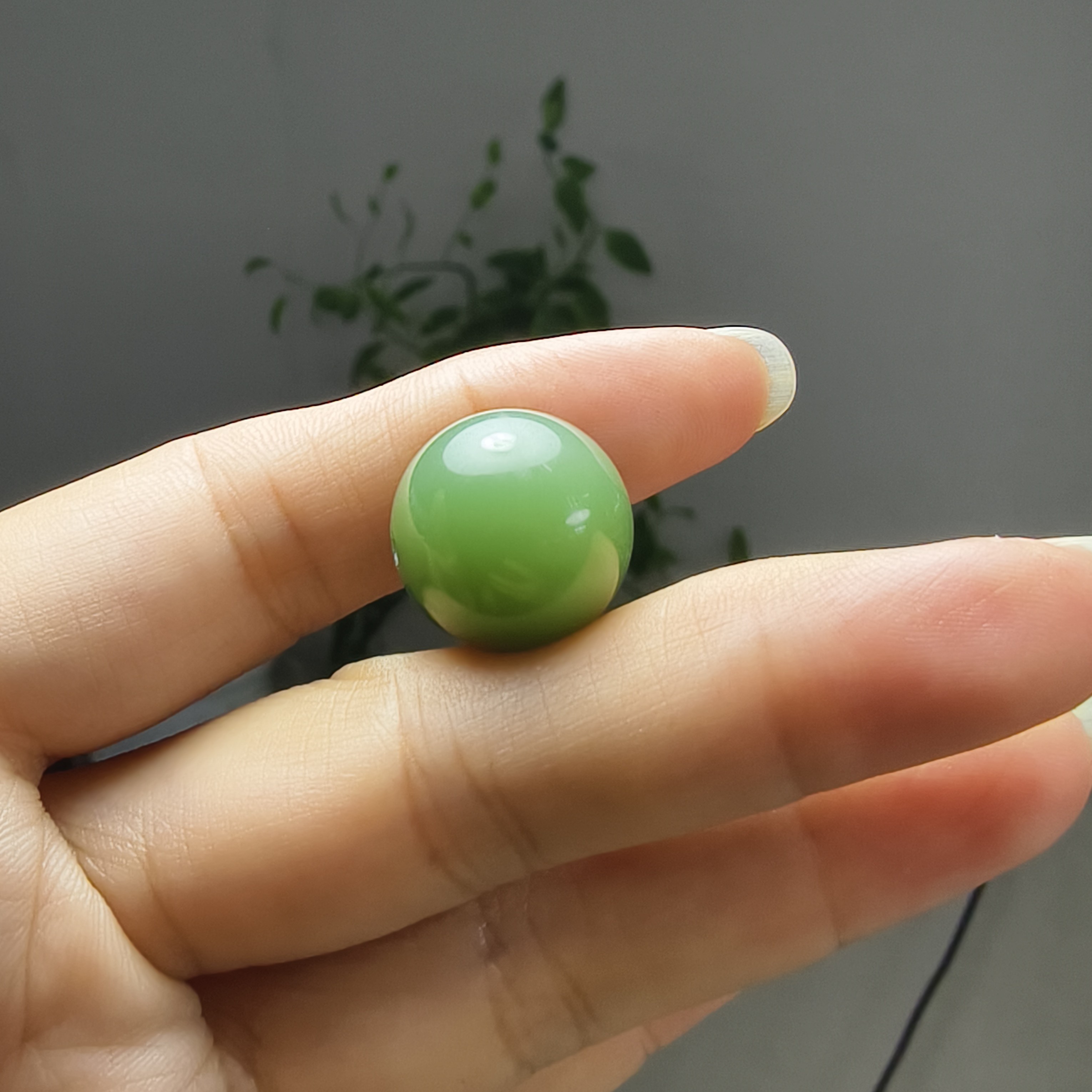 和田玉碧玉粉青鸭蛋青单珠17mm