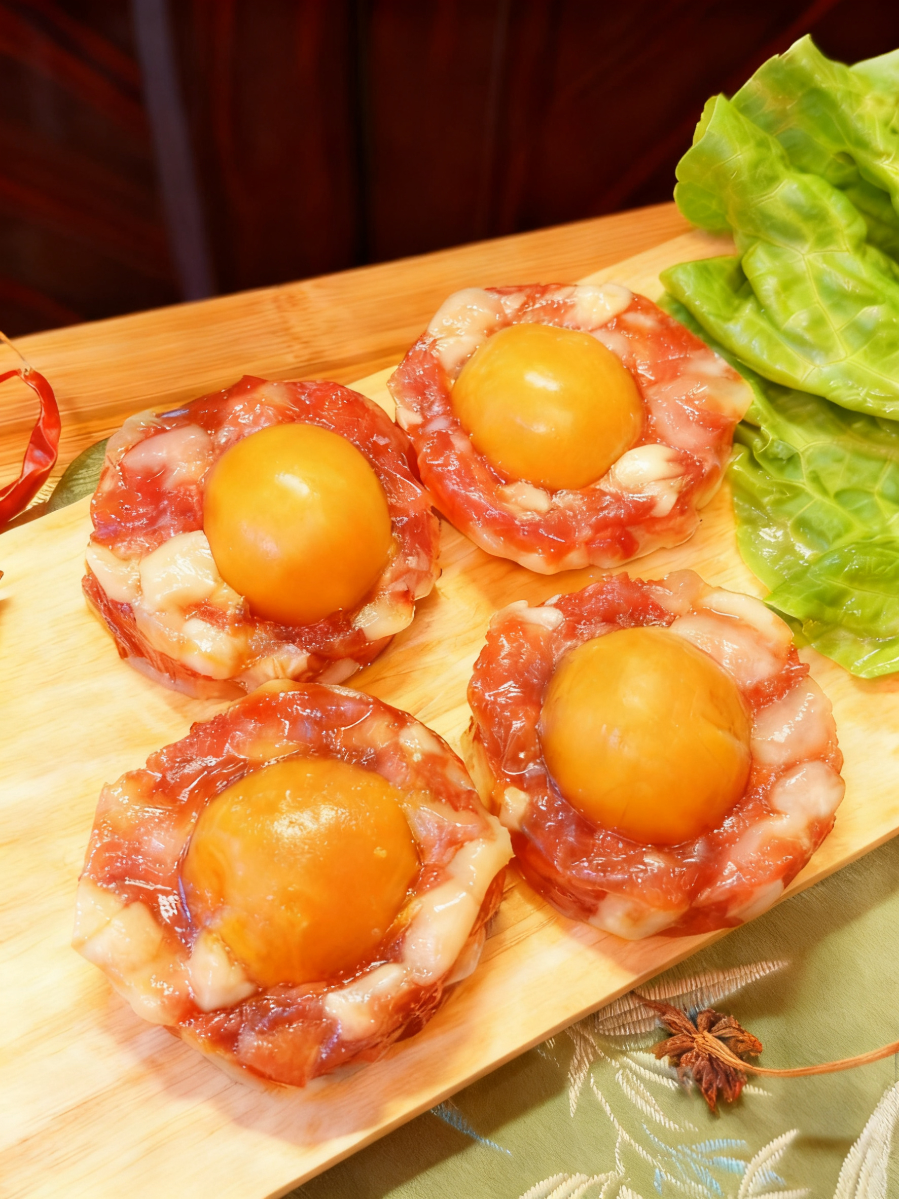 广式凤凰盏咸蛋黄肉饼广东特产花式腊味