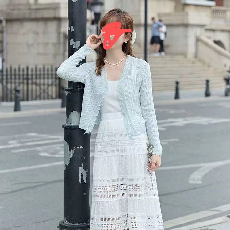 编码288-366新款韩系薄款珍珠扣搭配吊带裙爆款针织防晒开衫