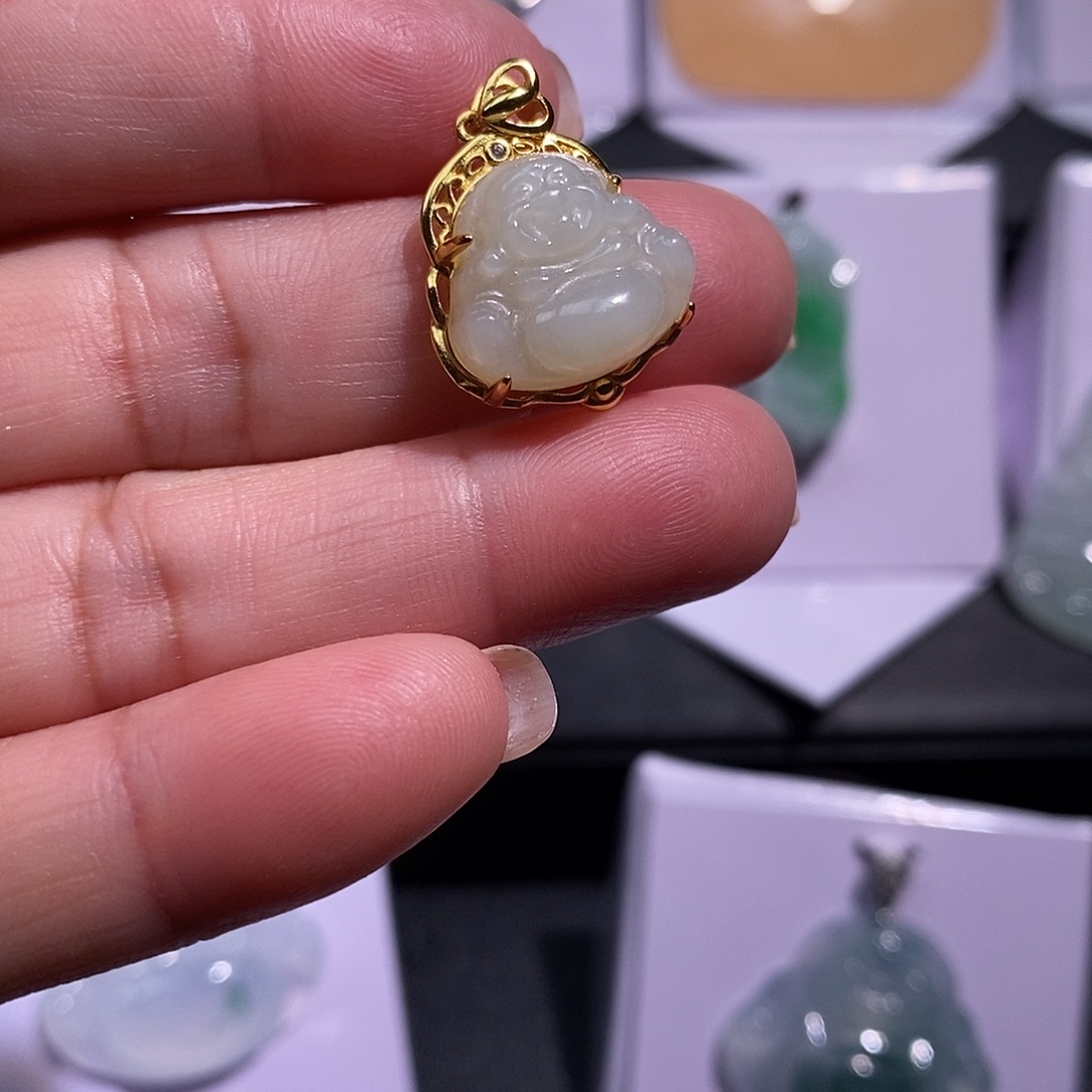 和田玉（墨玉）银S925镶嵌颈饰