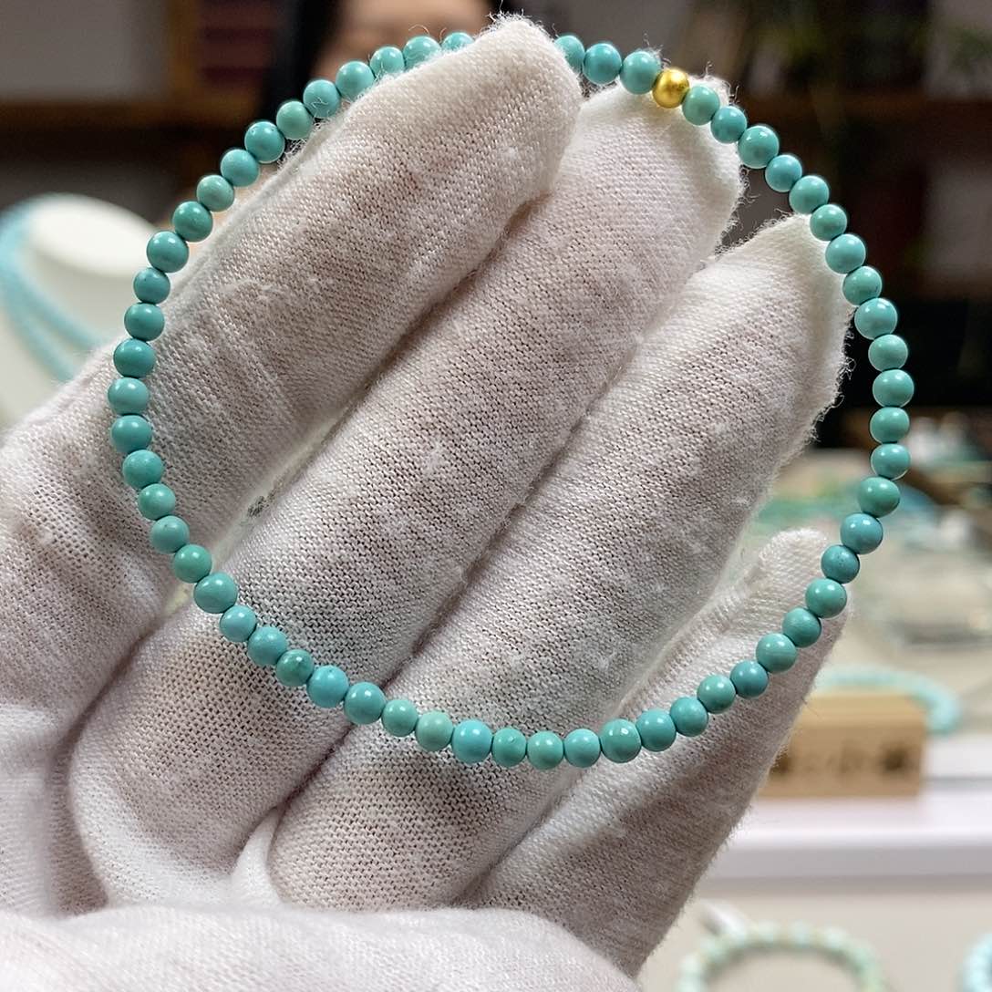 绿松石A16圆珠单圈卡3+未镶嵌