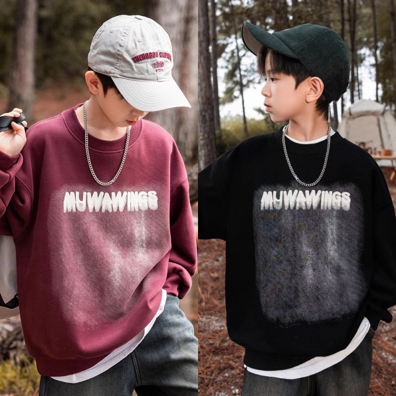 男童卫衣儿童春装上衣2025新款中大童春秋季长袖男孩圆领炸街痞帅