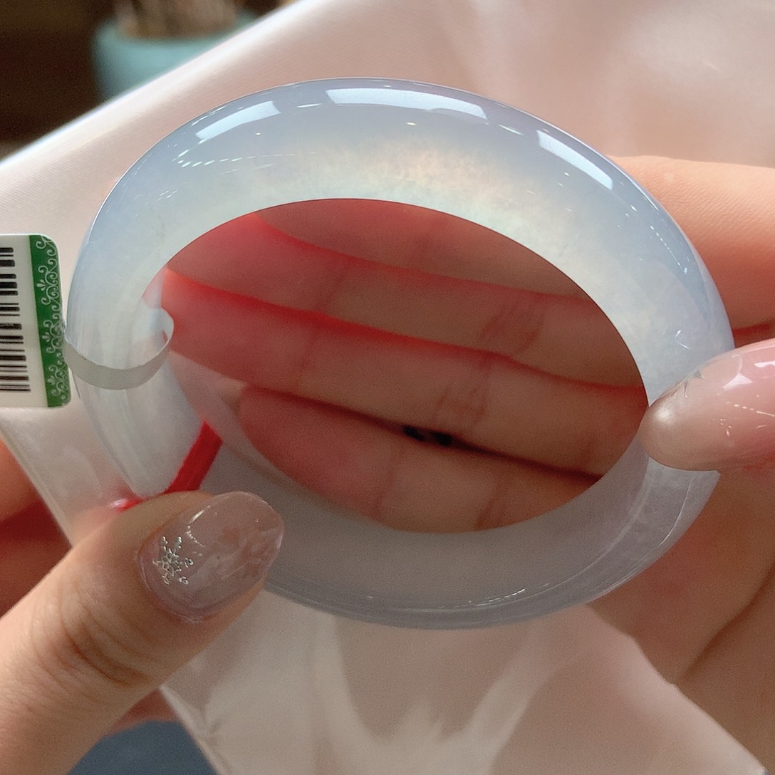 翡翠未镶嵌手镯白冰起光27号