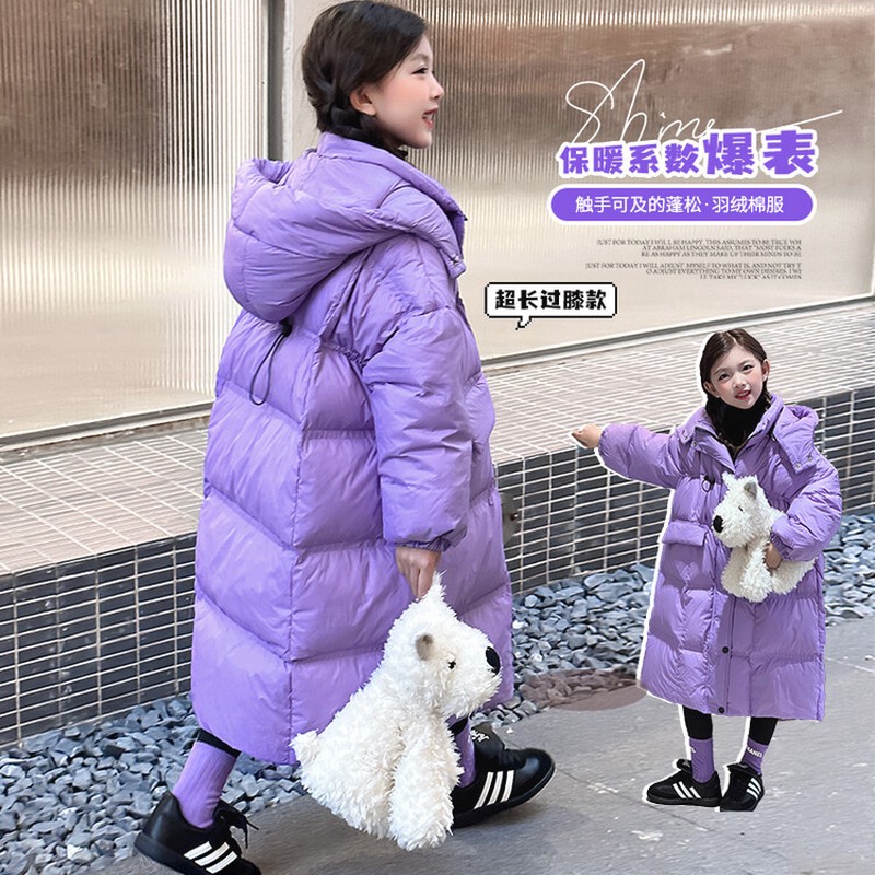巴拉开门羽绒服2025新款冬季儿童过膝长款棉服韩版中大童保暖长款