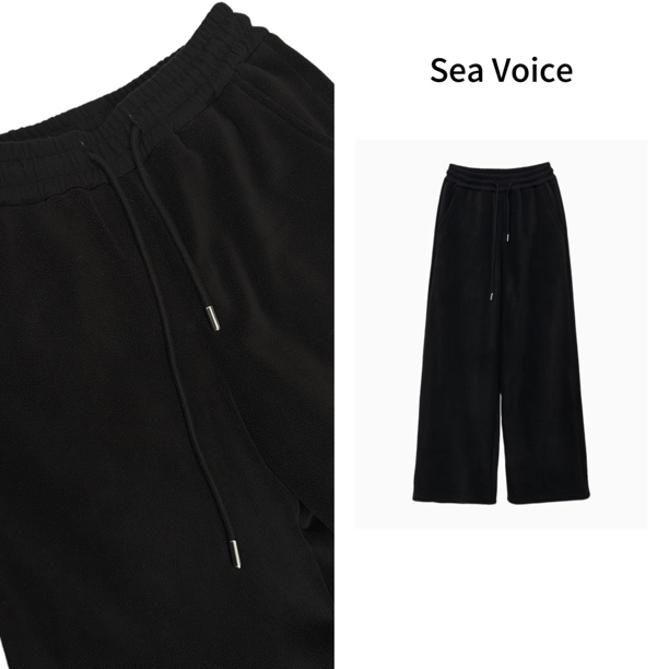 500克双面奥粒绒松紧腰直筒休闲纯色百搭卫裤5665