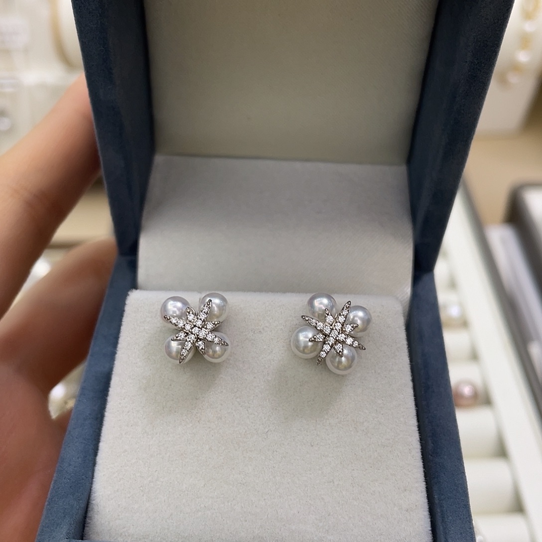 耳饰淡水珍珠银S925镶嵌