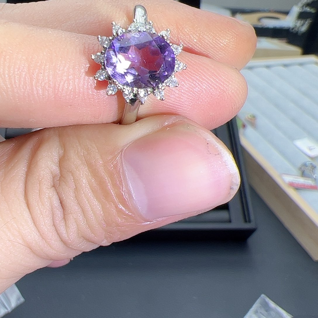 水晶戒指银S925镶嵌1121