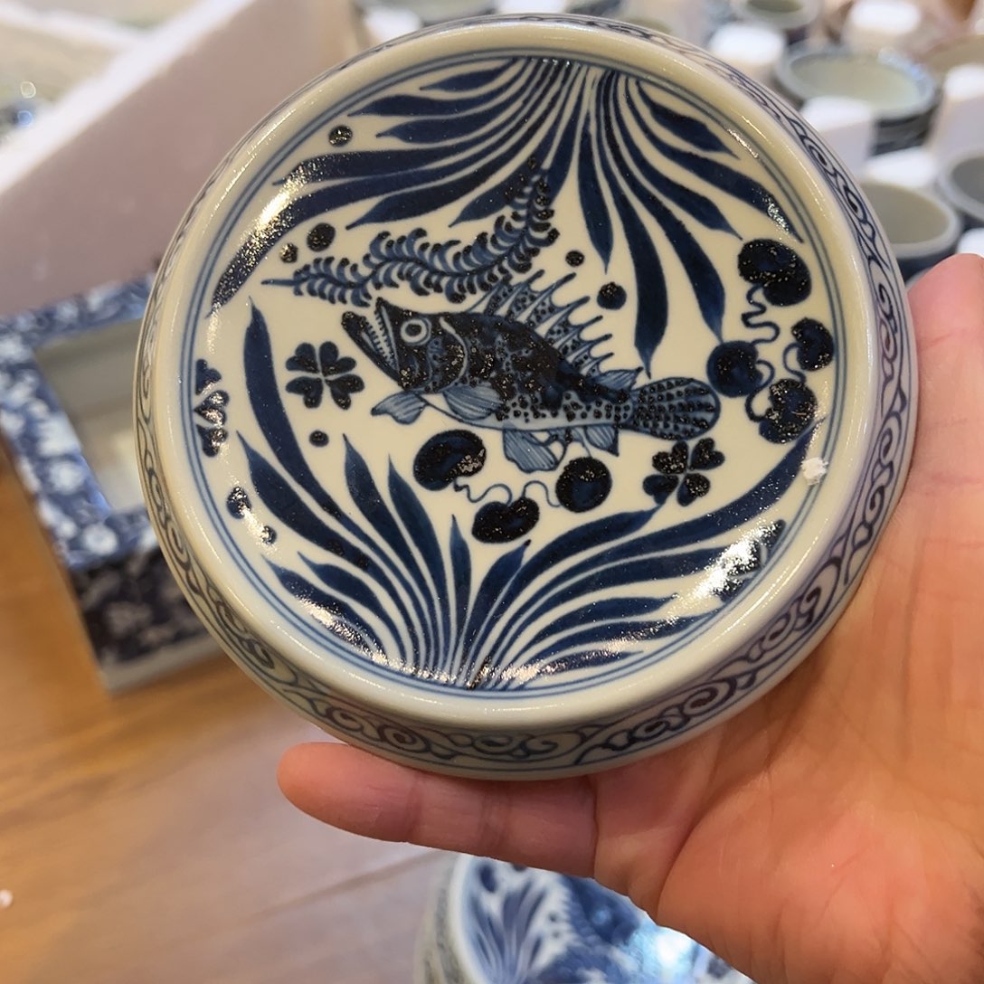 微瑕奢窑柴窑手工手绘山水盖置