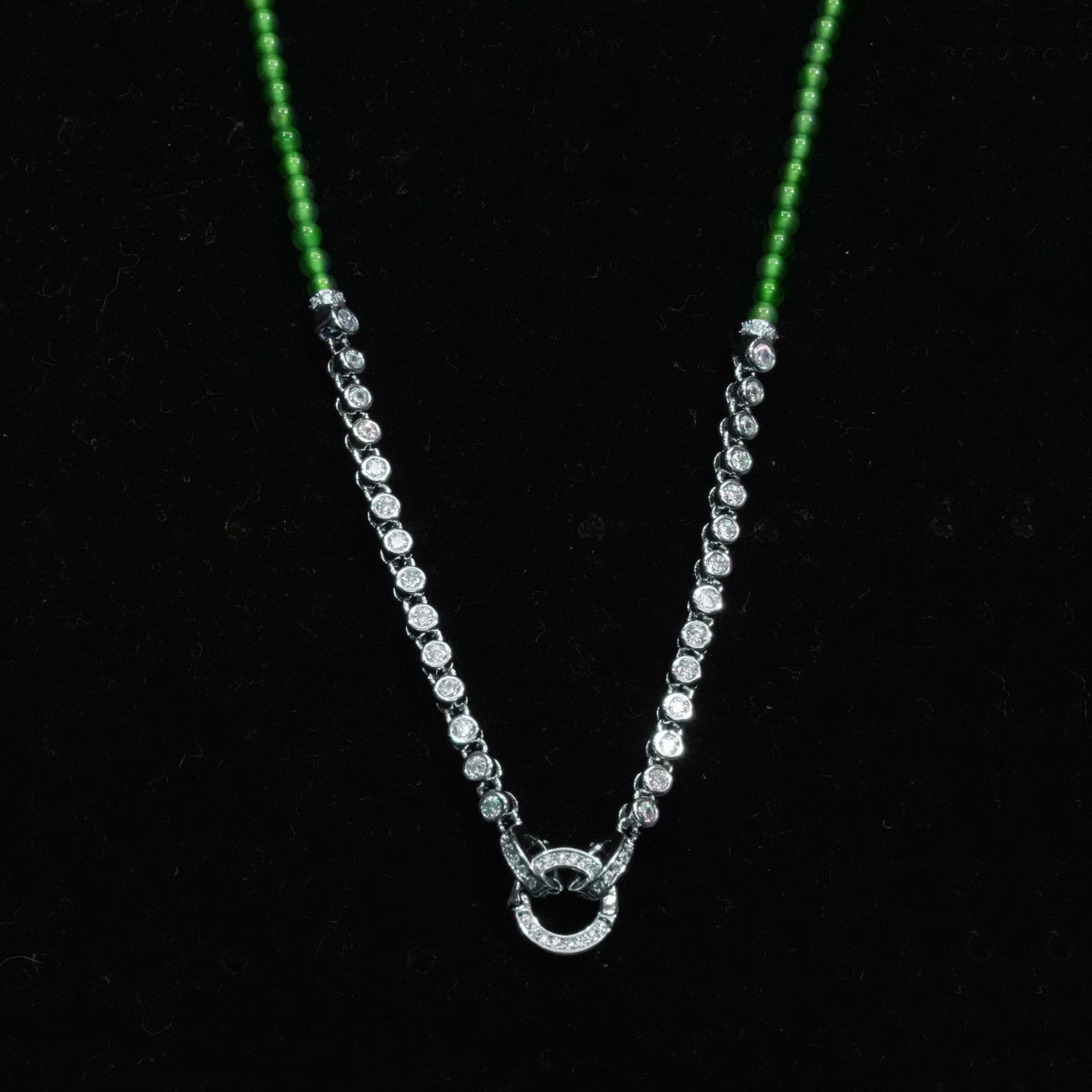 天然A货翡翠时尚百搭小米珠翡翠项链单圈满镶嵌时尚多样性发货