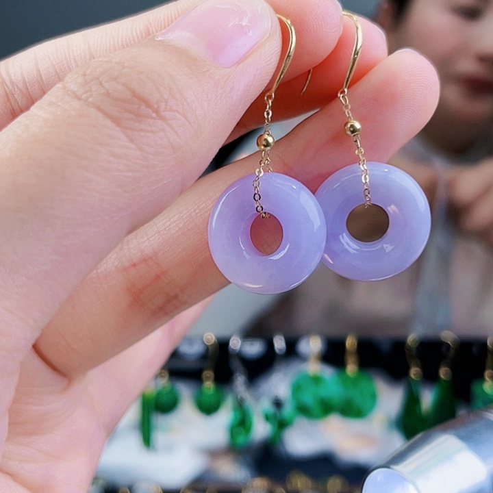 翡翠耳饰18K金镶嵌饰品