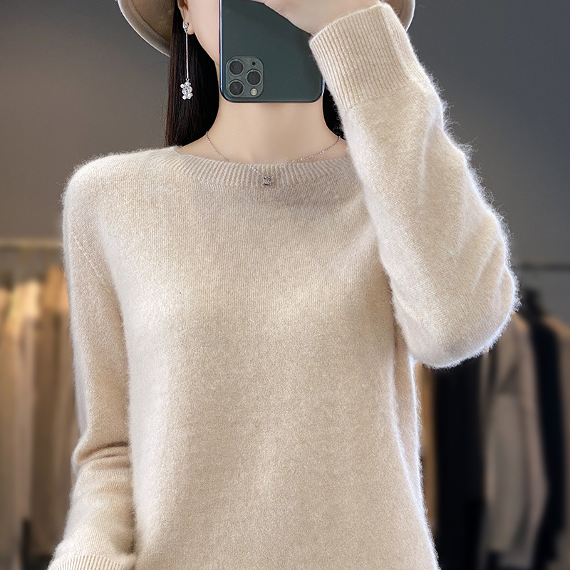 必入基础打底~秋冬款圆领100羊毛衫女毛衣针织打底衫