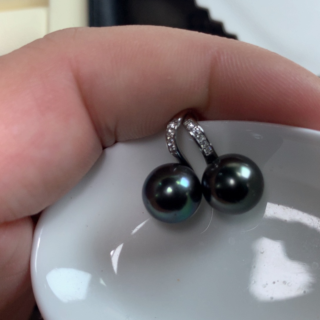 海水珍珠耳饰银S925镶嵌