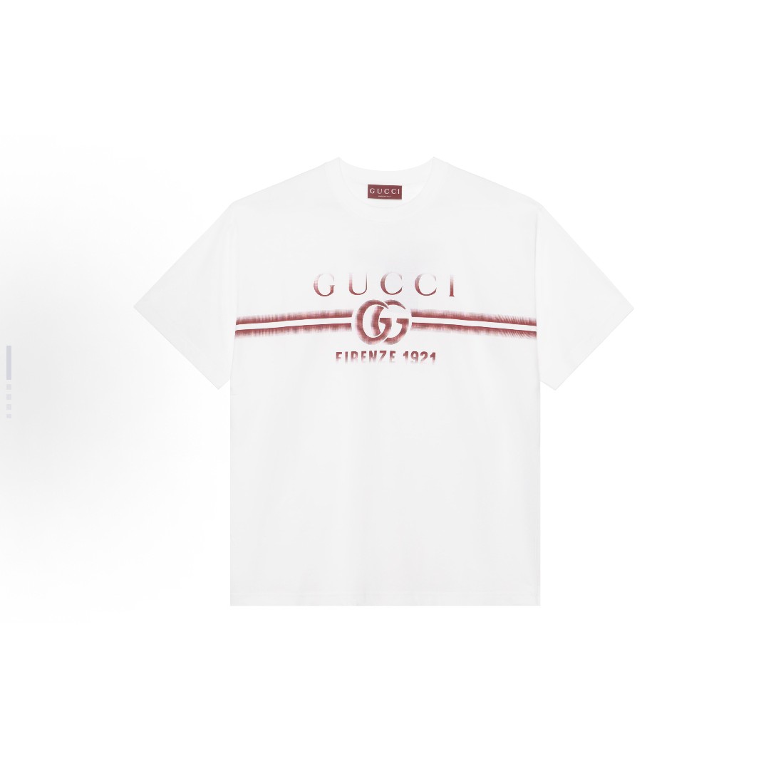 GUCCI/古驰 Lido 字母Logo印花圆领短袖T恤 男款 白色