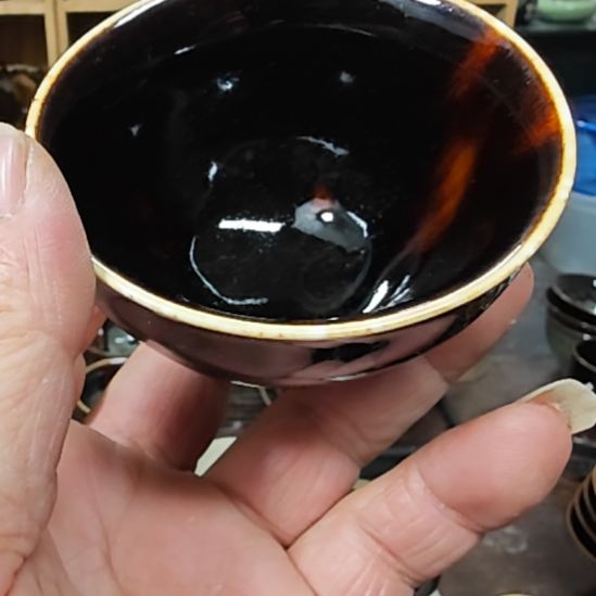 天然老黑釉斗笠盏