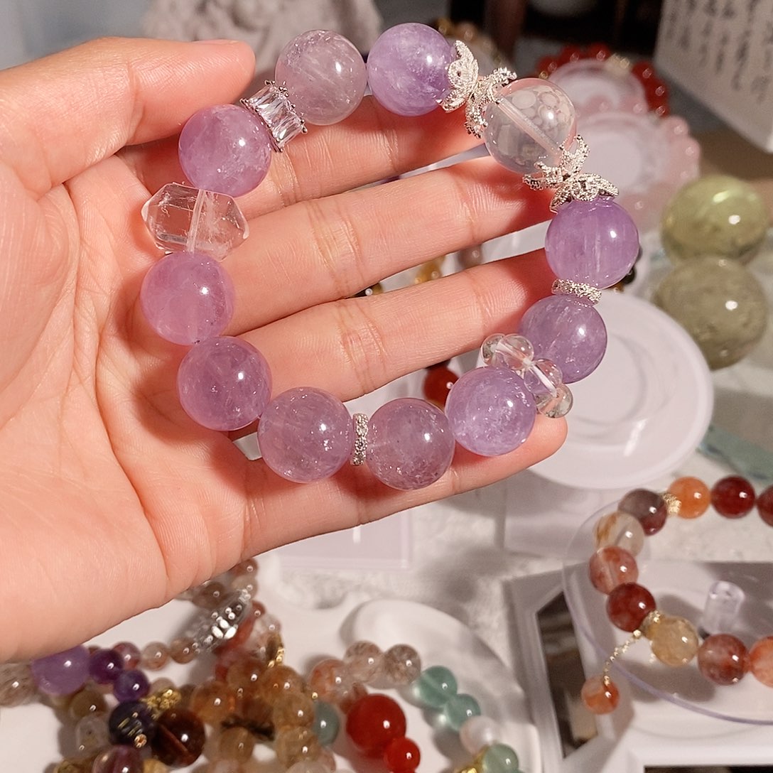 水晶手串合金紫兔毛