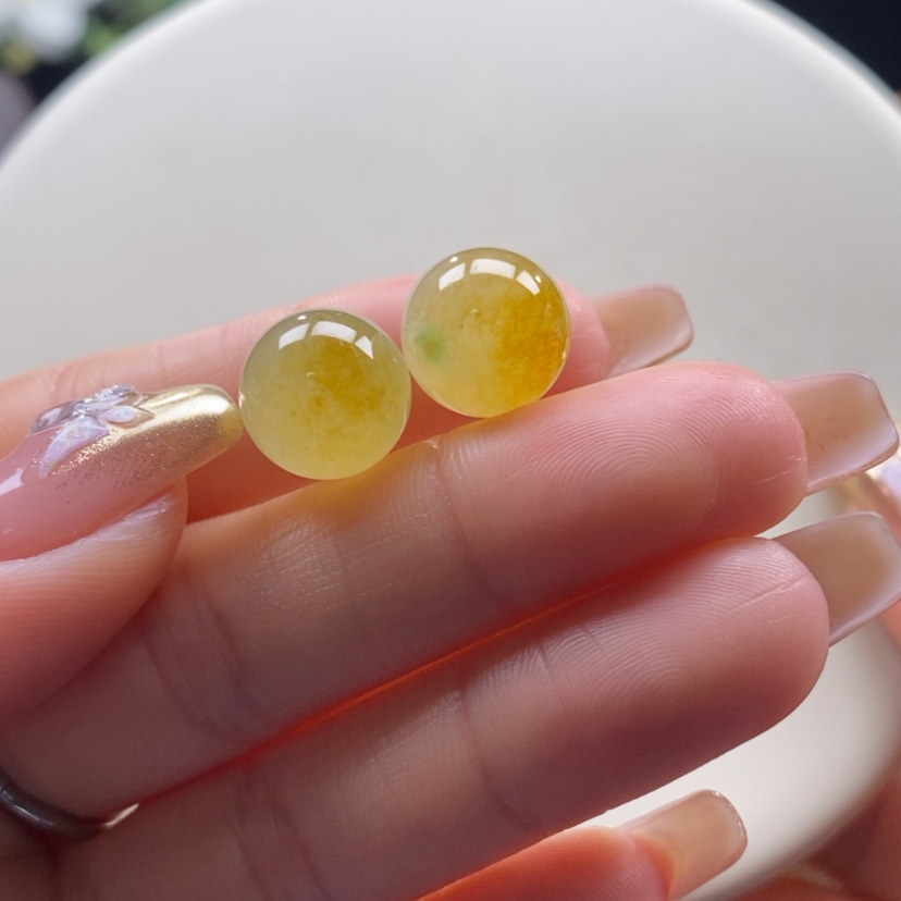 【闪购商品】翡翠颈饰未镶嵌翡翠冰橘黄珠卡11.7mm只发一颗