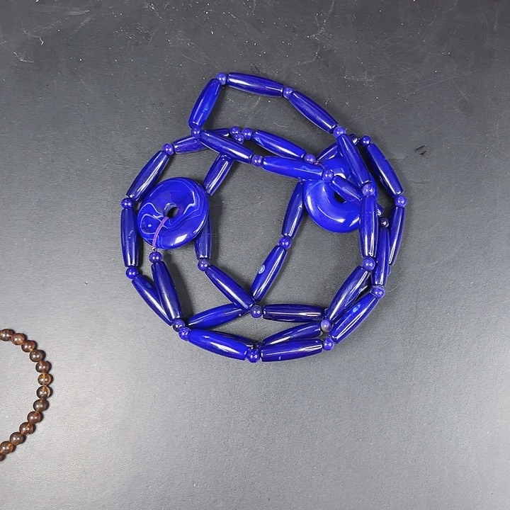 玛瑙项链未镶嵌丅99蓝龙醇平安扣带珠一套项链发其一