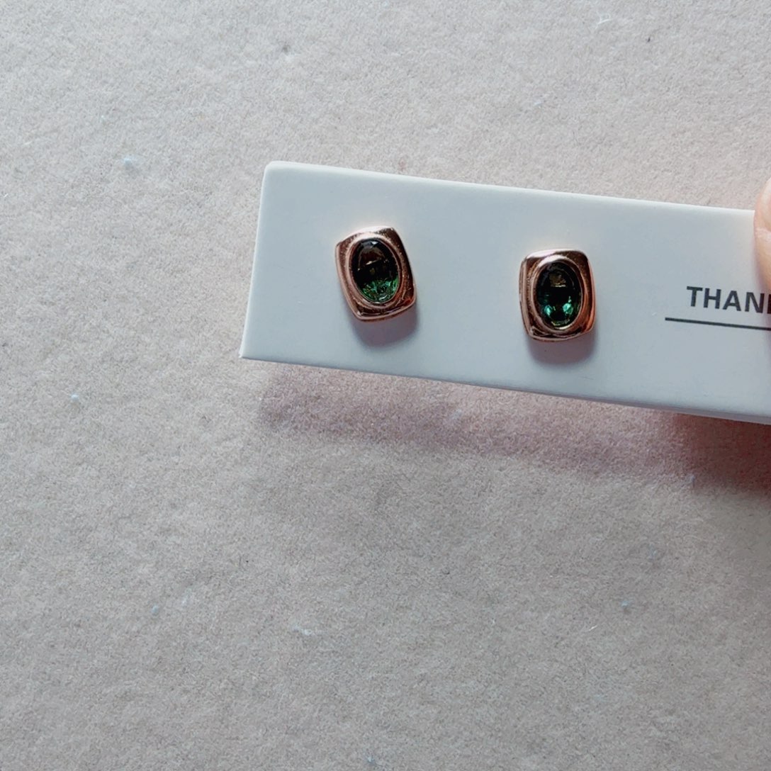 碧玺耳饰银S925镶嵌国首质检