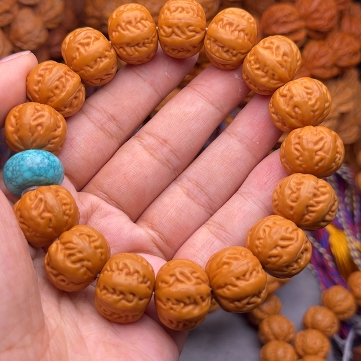 猴头核桃吊坠17麻花串绿