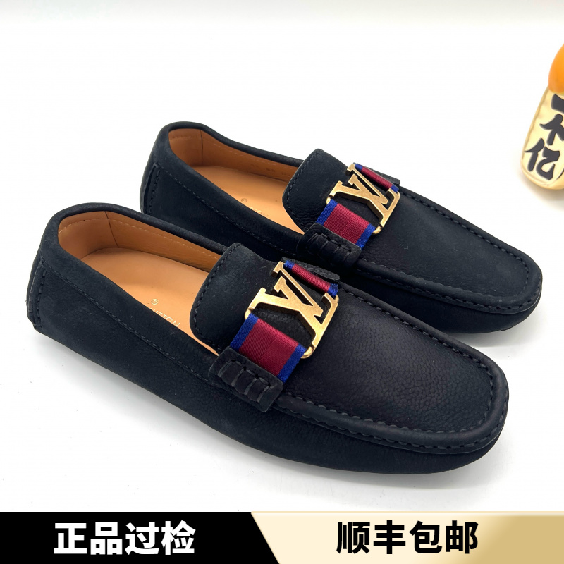 未使用 LouisVuitton/路易威登 黑色皮面 金标 时尚驾车鞋 38.5码