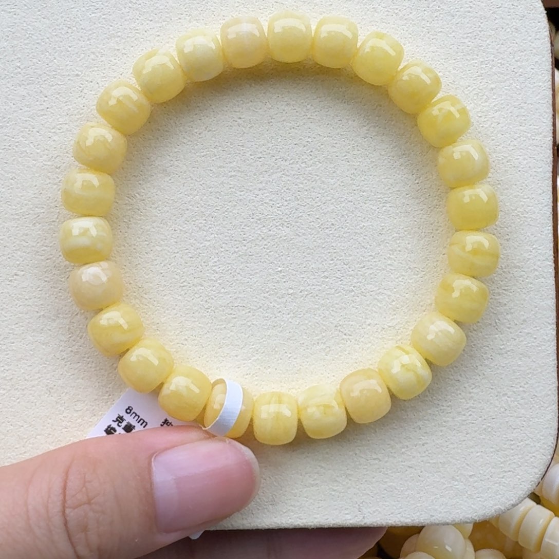 琥珀手链未镶嵌阿尔卑斯奶糖蜡8.5mm