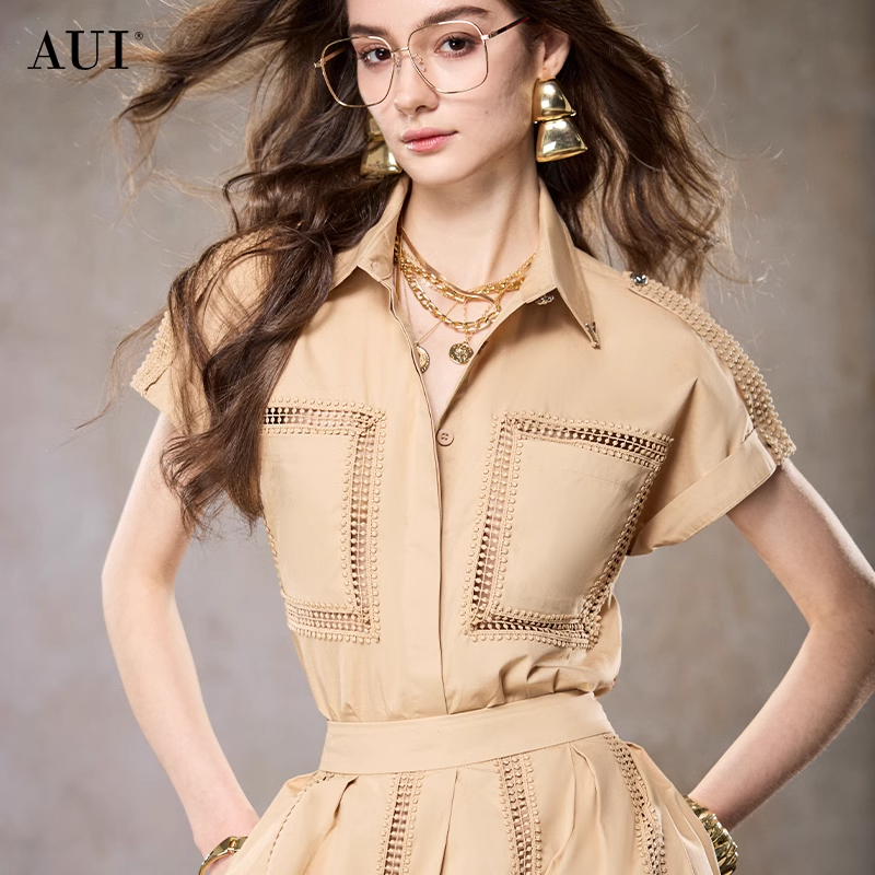 【AUI】AUI瘦轻奢设计感时尚夏季衬衫半身裙两件套LD-2025040