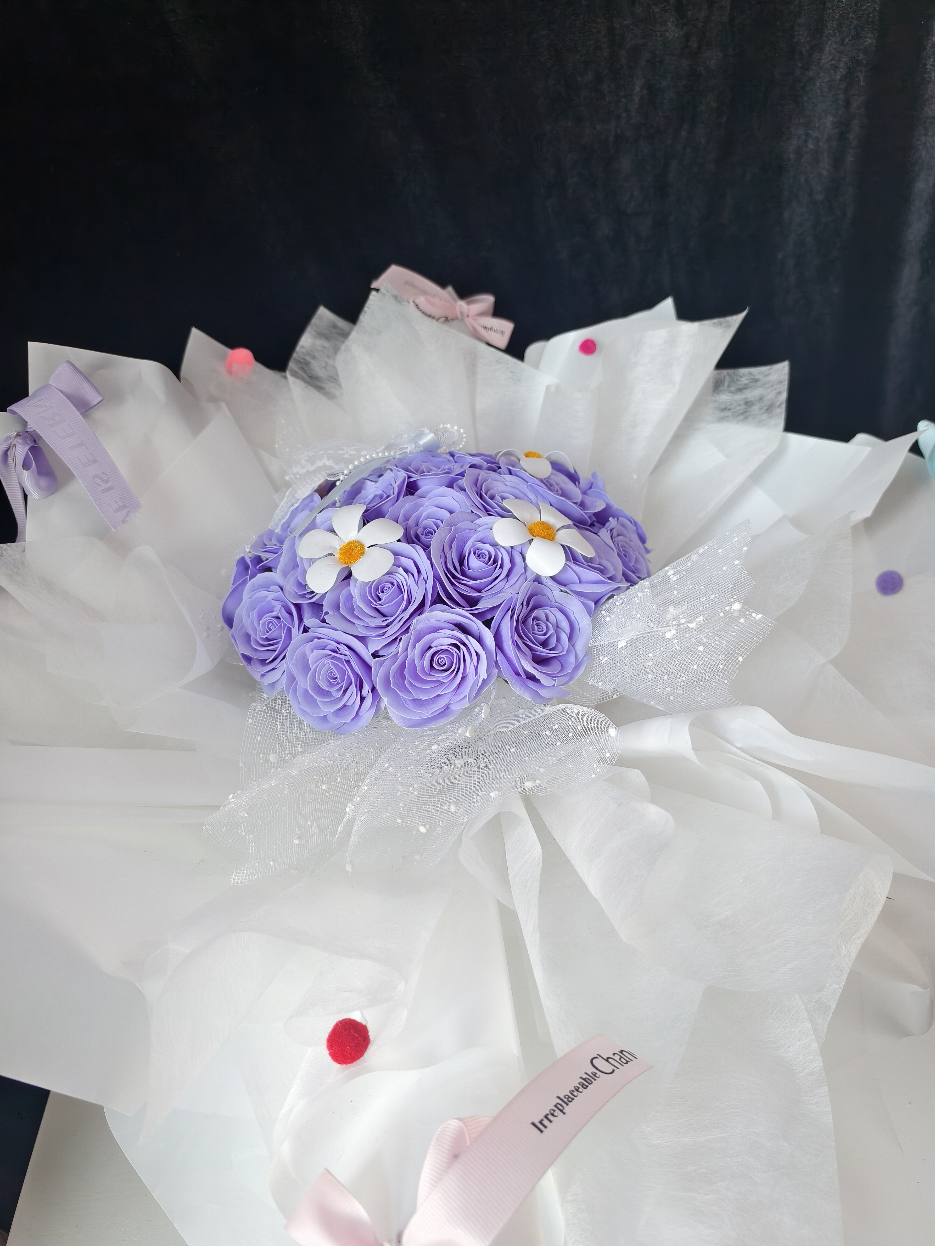 25朵紫色仿真玫瑰装饰花束皂花送女友生日约会惊喜表白浪漫礼物