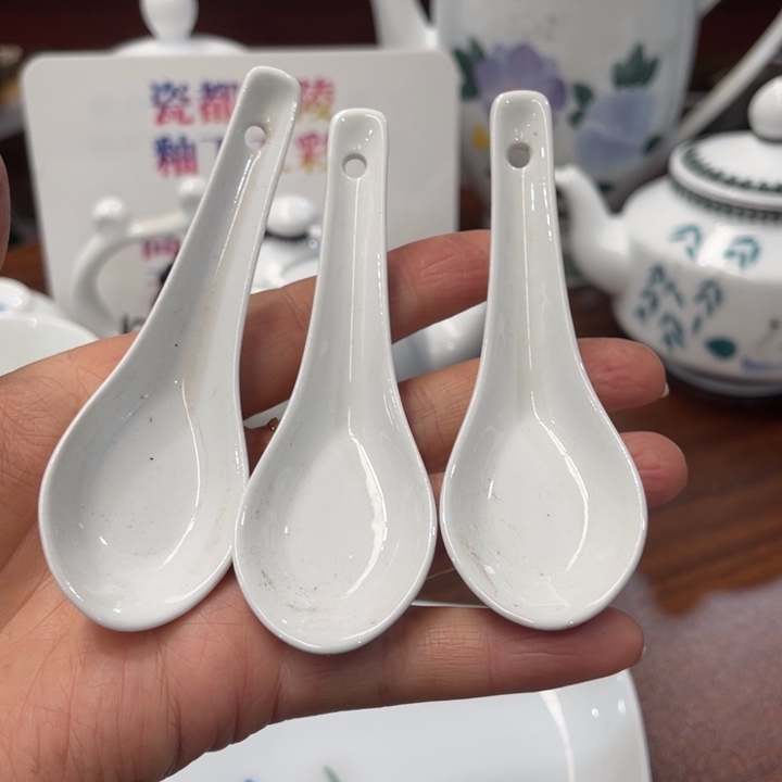 醴陵釉下高温瓷器3个小勺