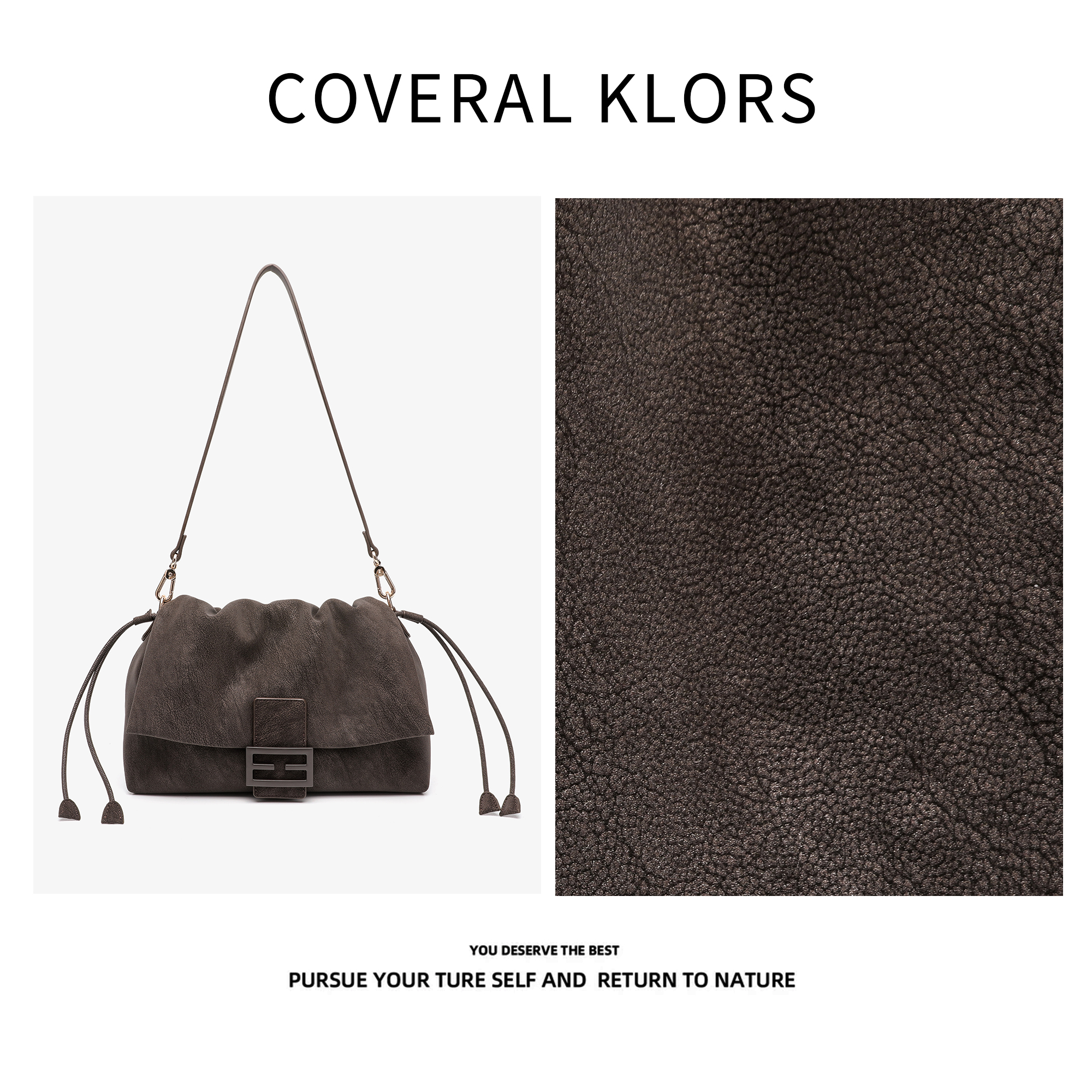   COVERAL KLORS时尚复古翻盖褶皱云朵包