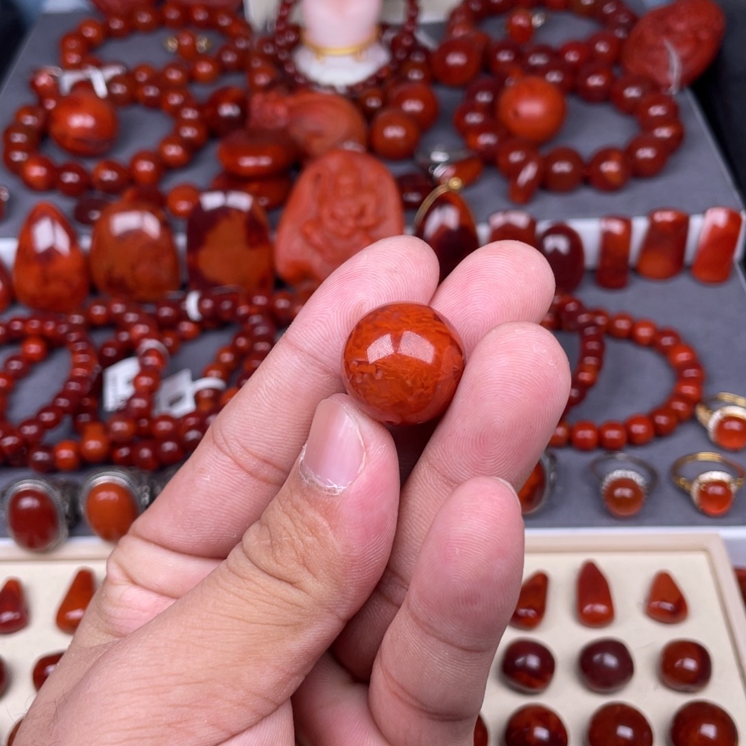 尼***g南红玛瑙未镶嵌瓦西南红单珠19mm+