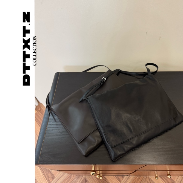DTTXT｜极简Row风“Nan不Nan”羊皮邮差翻盖单肩斜挎包/3377
