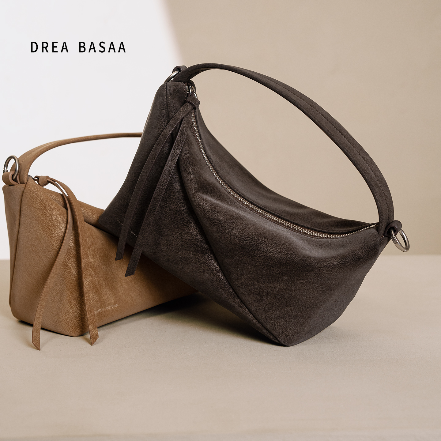 DREA BASAA半山山形系列小hobo包通勤包手提单肩包雾面牛皮斜挎包