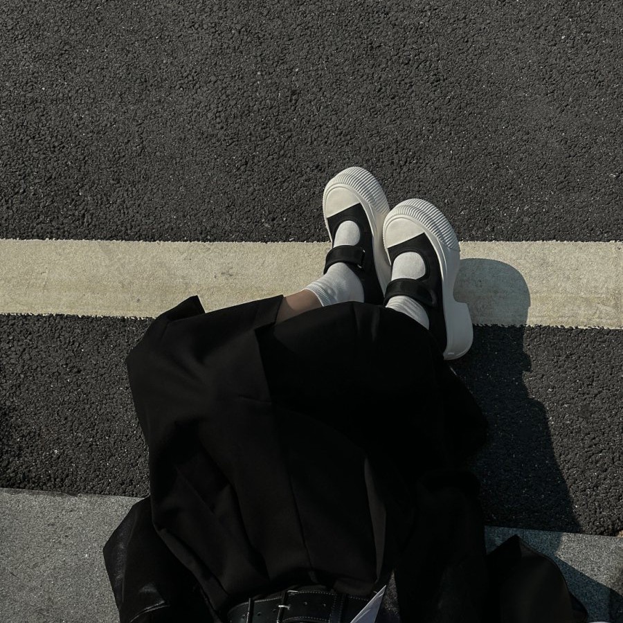 720-2 法式玛丽珍鞋女厚底2025新款魔术贴粗跟高跟大头单鞋