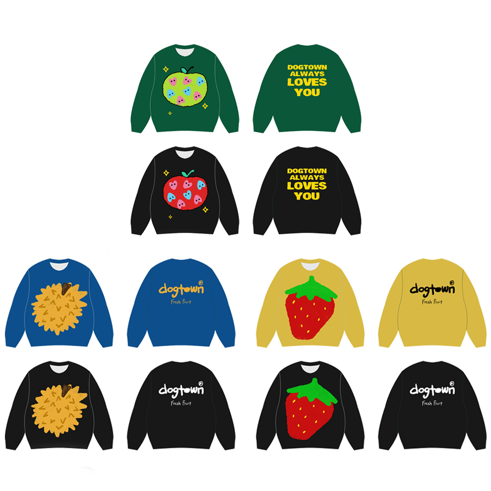 DOGTOWN 26SS FRUIT SWEATER水果系列榴莲苹果草莓套头针织衫毛衣