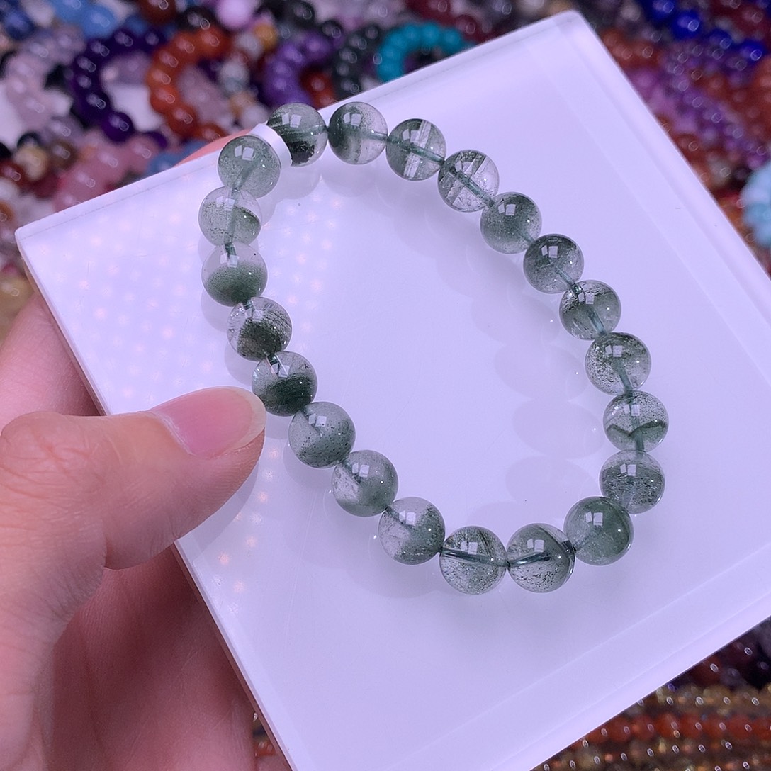 孃***孃水晶手链未镶嵌绿幽灵9米手链