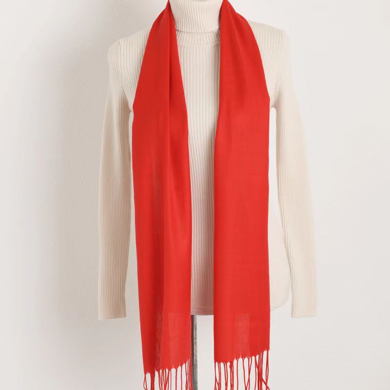 时尚红色大气流苏加厚围巾