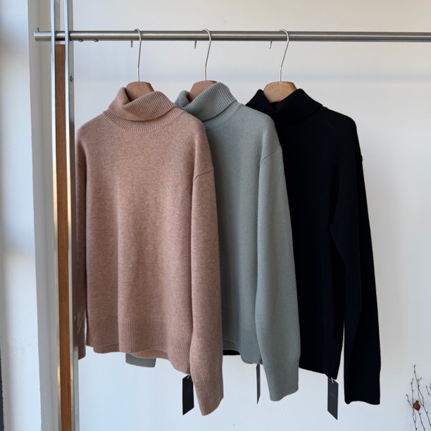 陈邓邓 轮廓高领毛衣 羊毛羊绒混纺极简百搭宽松慵懒针织毛衣3108