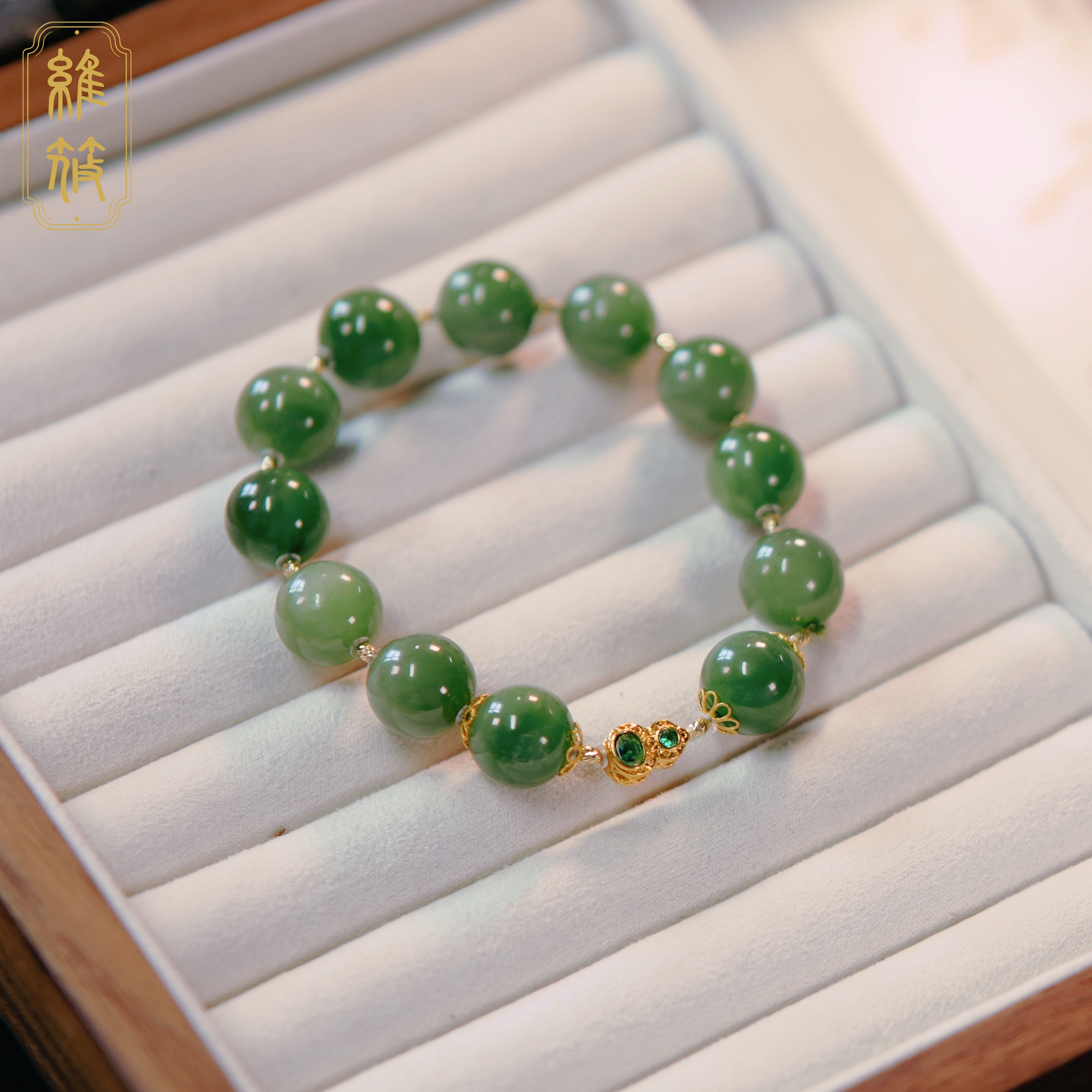 52【暄妍】18k金碧玉设计款手串