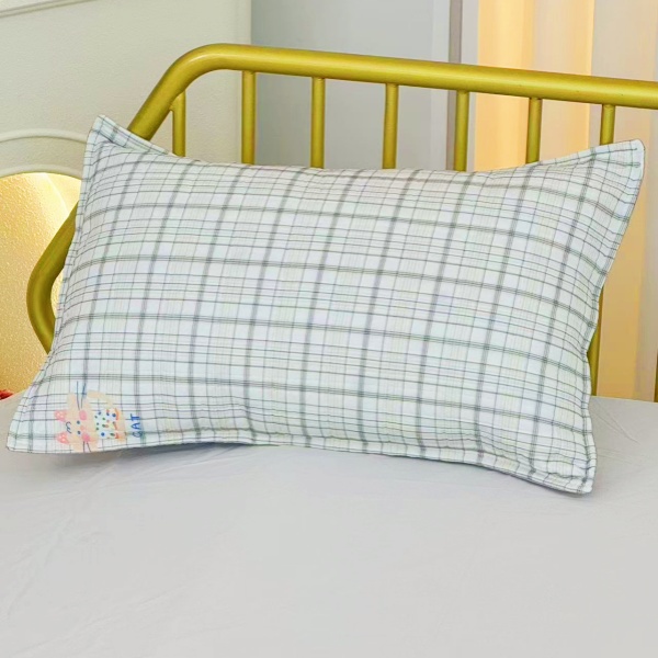 【北奈かわ会社】有氧针织双层纱凉感枕套 46*70cm格子猫咪